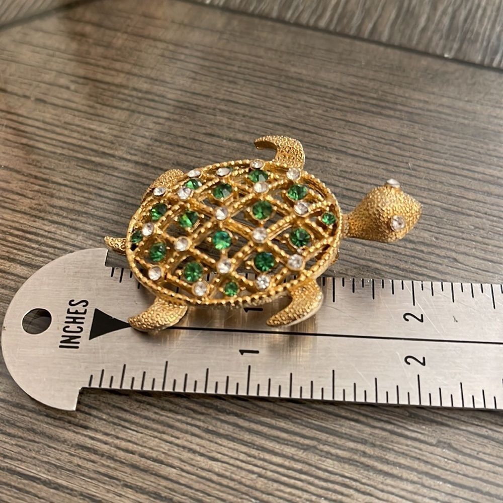 Vintage Lisner Rhinestone Turtle Pin - Picture 14 of 16
